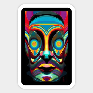 Abstract Tribal Face - AT445 - Geometric Design - Colorful Tribal Sticker